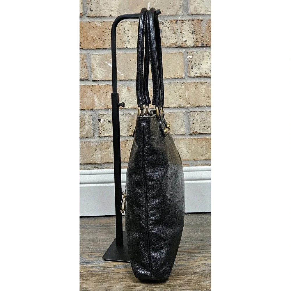 AUTHENTIC Gucci Black Pebbled Leather Flat Tote Bag Medium‎ Vertical Shopper